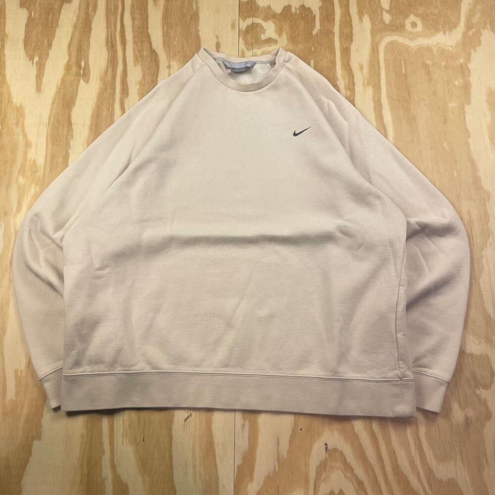 Vintage Y2K Nike Pullover Crewneck – Cream – Men’s XL – Silver Tag